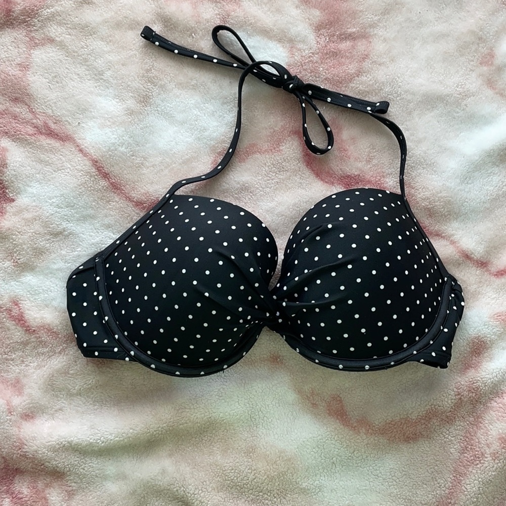 Aerie Black & white polkadot pushup bikini 36D
